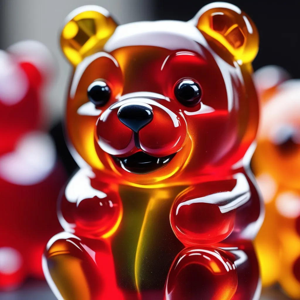 Prompt: A huge 3D gummy bear with a crazy smile 

Utilize a DSLR camera to meticulously capture every intricate detail, producing a dynamic portrait that exudes an epic aesthetic. Employ HDR and long shot techniques to enhance realism and depth, resulting in a masterpiece of unparalleled quality and resolution, worthy of admiration as a true work of art.
