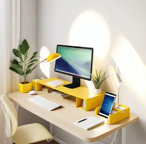 Prompt: A yellow desk

High quality, bright lighting, highres