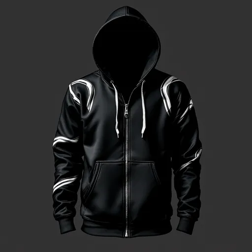 Prompt: a hoodie with strippers black and white 3d down the whole garmet