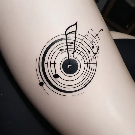 Prompt: Tattoo based on music conception minimal design geometric