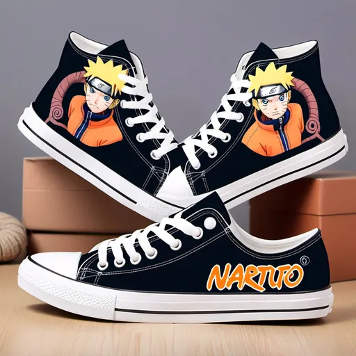 Prompt: zapatos comodos y con un dibujo de naruto