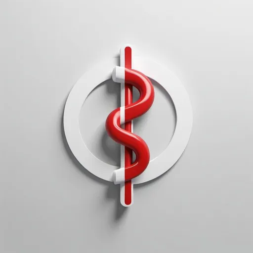 Prompt: High-quality 3D rendering of a minimalistic Rod of Asclepius logo, serious tone, simple design, red and white color palette, flat color background, 3D rendering, minimalistic, serious tone, high quality, clean lines, professional, medical symbol, symbolic, impactful, sleek design, detailed, red and white colors, minimalistic logo, 3D modeling, flat background