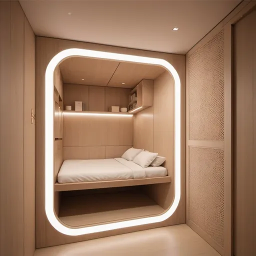 Prompt: make me exclusive capsule room that consist of 16.5 square meters



