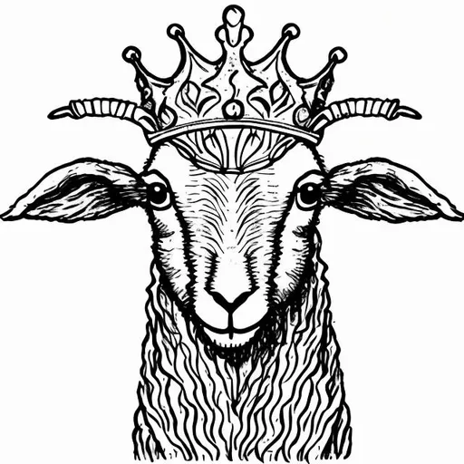 Prompt: Lamb with a crown line art
