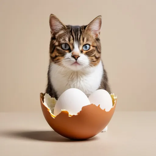 Prompt: egg whit a cat