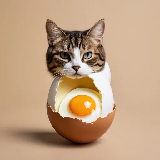 Prompt: egg whit a cat