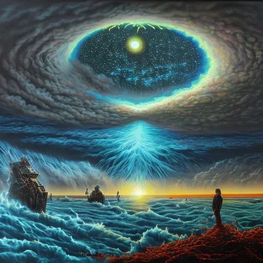 Prompt: the end of the world by artificial inteligence domination, oil painting, mystic