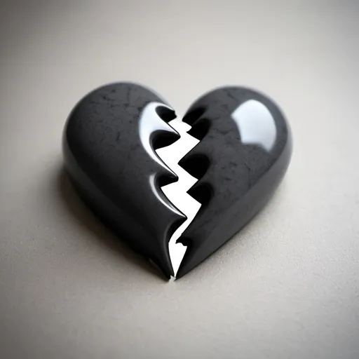 Prompt: A black and gray broken heart the name PIERCE