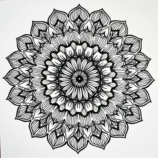 Prompt: create floral mandal art colouring book pattern