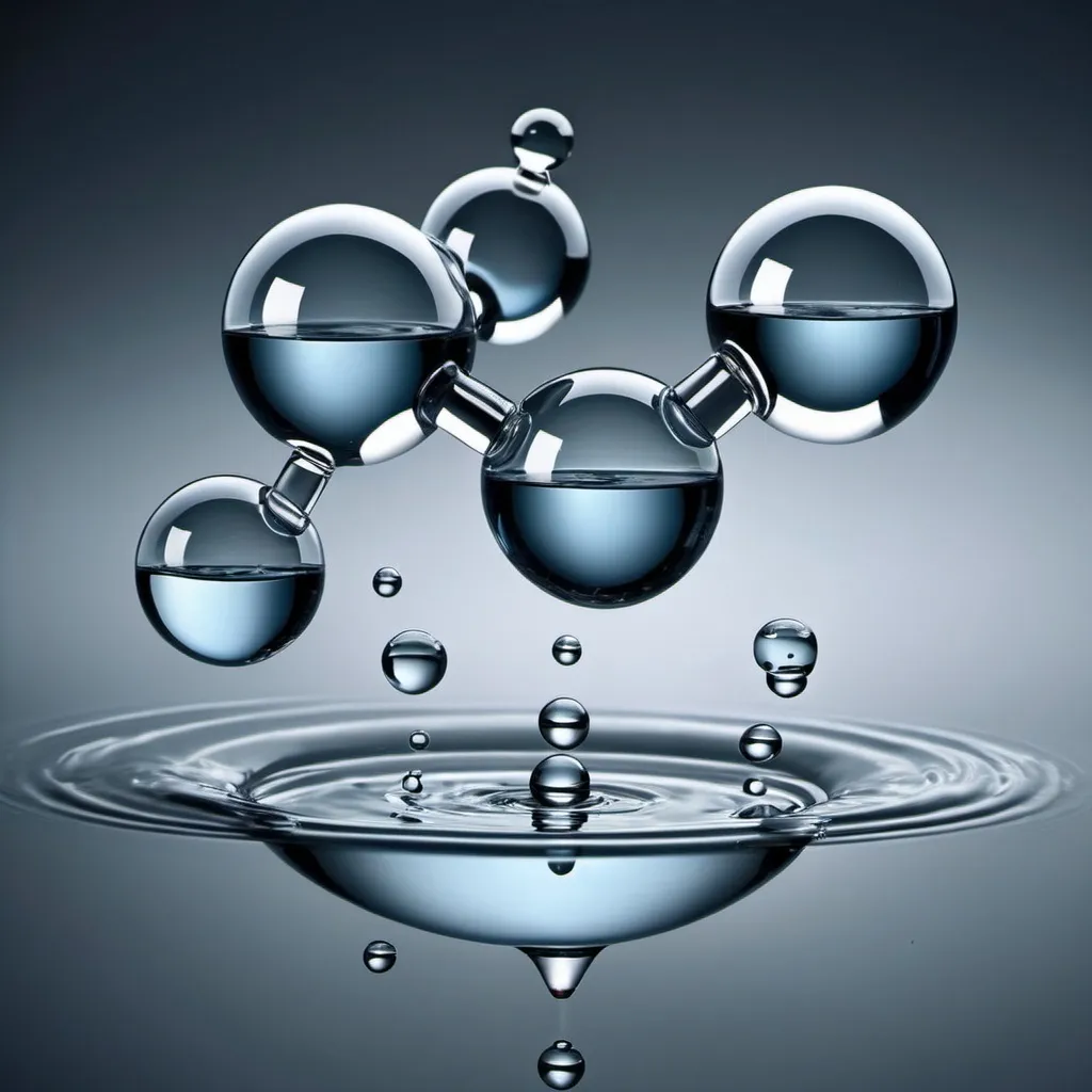 Prompt: Water molecules showing surface tension property/. Make it like a cartoon