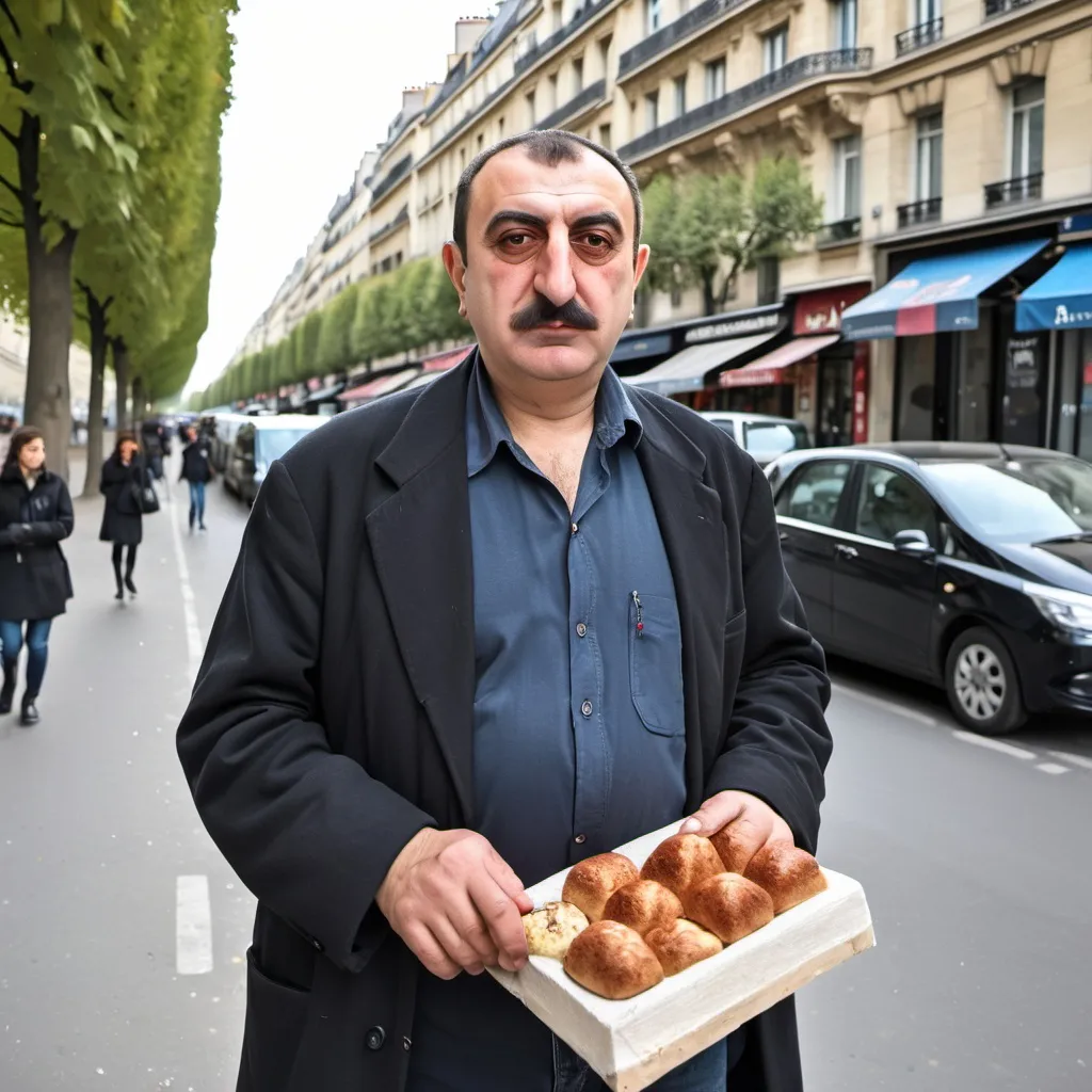 Prompt: a typical azerbaijani man in paris