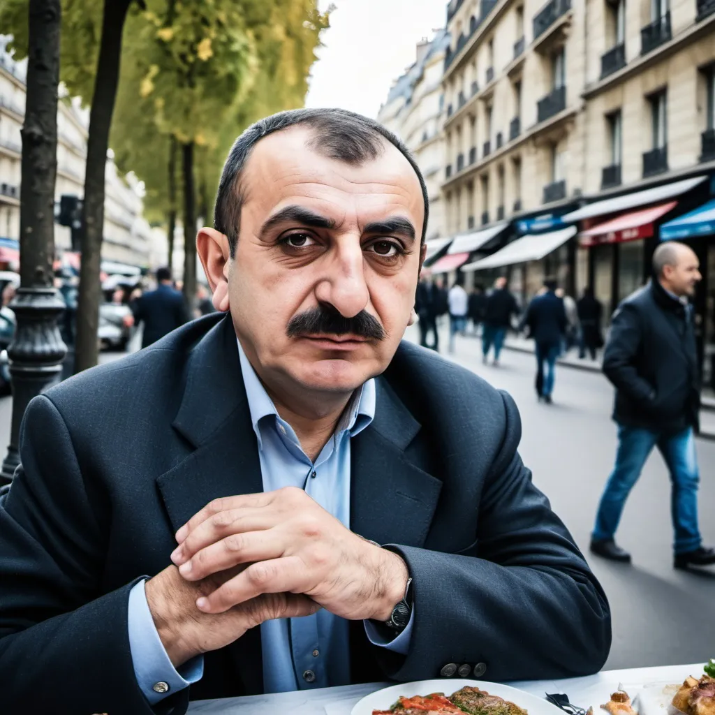 Prompt: a typical azerbaijani man in paris