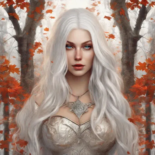 Prompt: beautiful 20 year old women with white hair, white eyebrows, light skin, realistic, ultrarealistic, high quality art, bright eyes, long hair, beauty, real, long hair, symmetrical, anime wide eyes, fair, delicate, medieval, assassin, rouge, burning forest