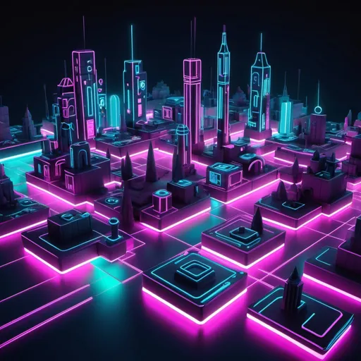 Prompt: cuber neon futuristick town