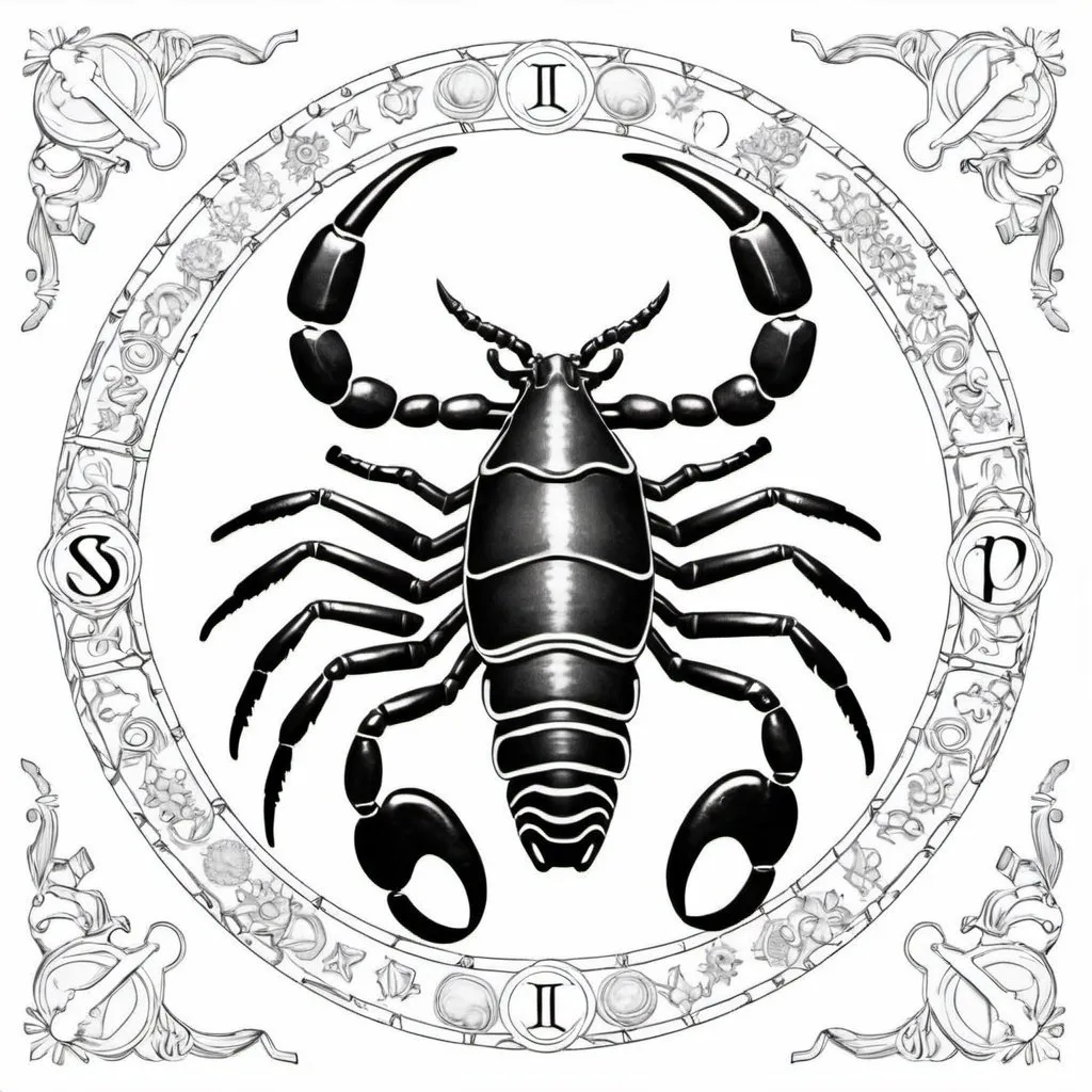 Prompt: Coloring page scorpio 