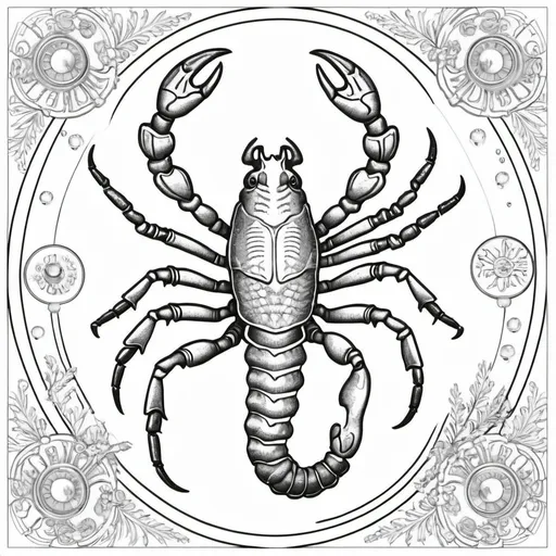 Prompt: Coloring page scorpio 
