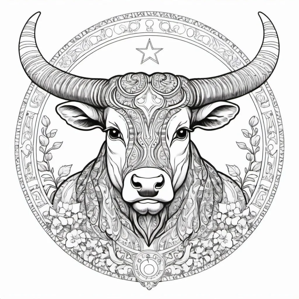 Prompt: Coloring page taurus