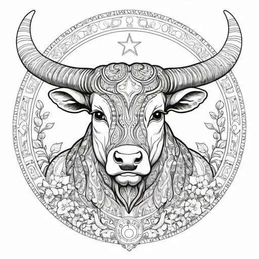 Prompt: Coloring page taurus