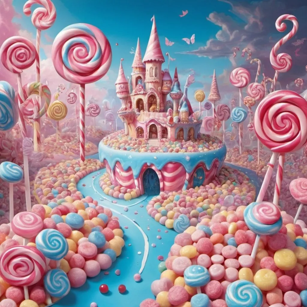 Prompt: A majical crytalique finness of dreams and nightmares in a majestic candy land of love and hate