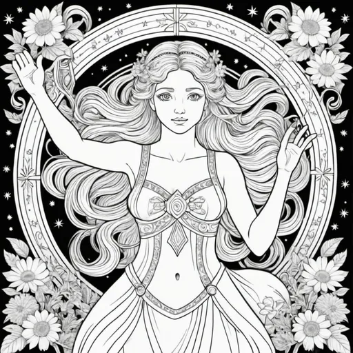 Prompt: Coloring page virgo