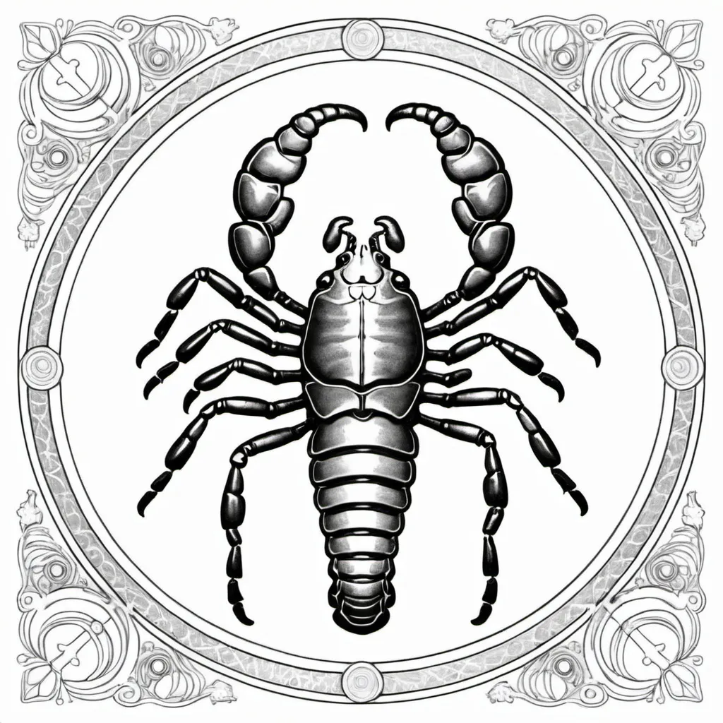 Prompt: Coloring page scorpio 