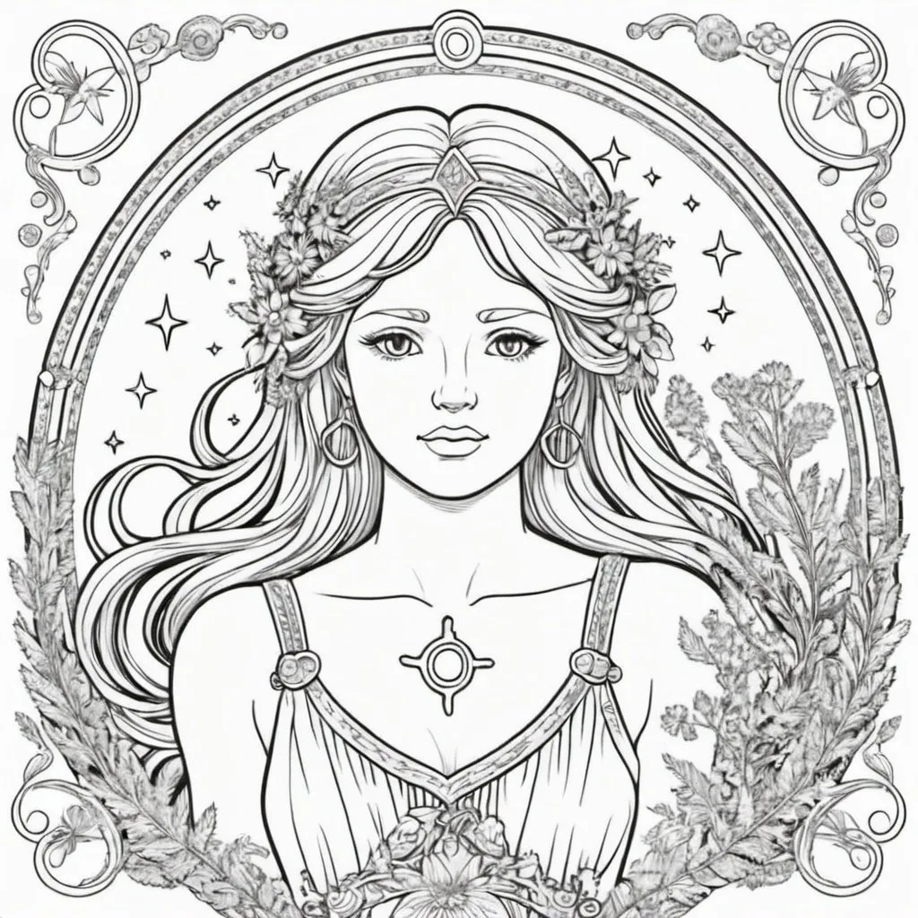 Prompt: Coloring page virgo