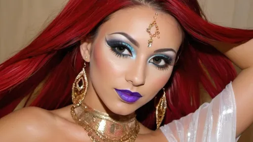Prompt: Beatiful exotic dancer female designer makeup
