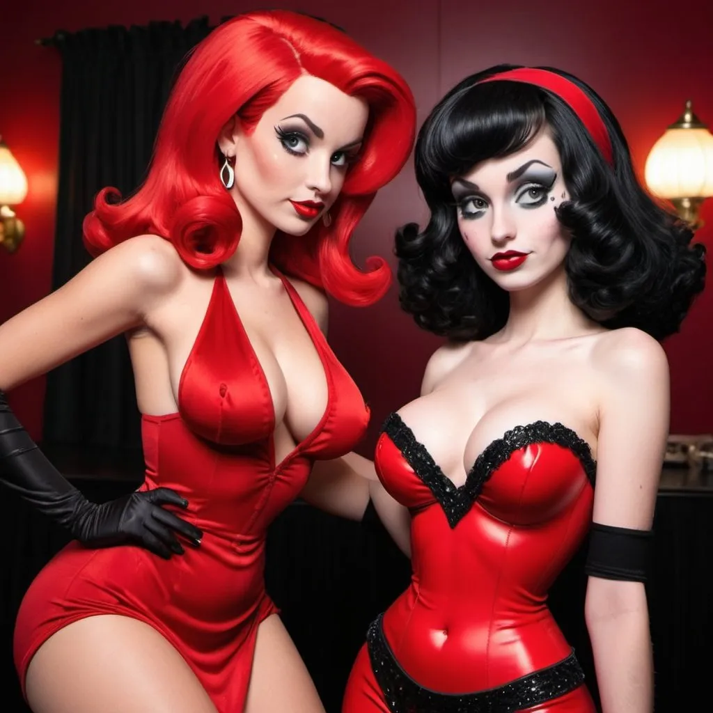 Prompt:  exotic Jessica rabbit and emo betty boop