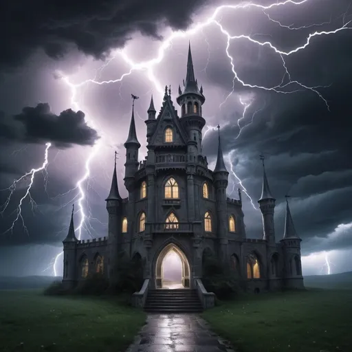 Prompt: A majical gothic crytalique finness of dreams and nightmares in a majestic candy land of love and hate storm for lightning 