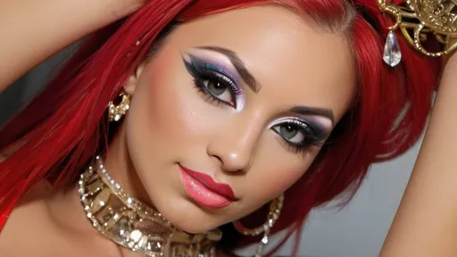 Prompt: Beatiful exotic dancer female designer makeup