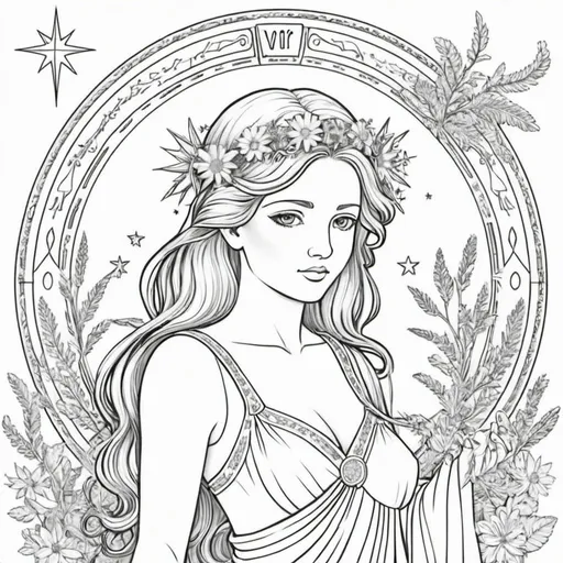 Prompt: Coloring page virgo