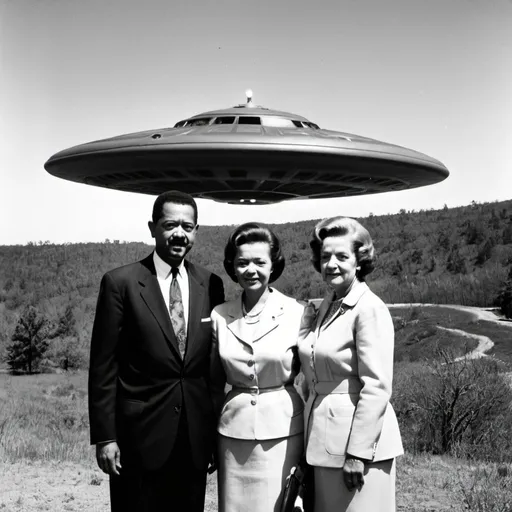 Prompt: Betty and Barney hill ufo