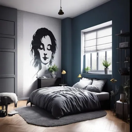 Prompt: Depression bedroom design