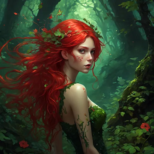 Prompt: <mymodel> red hair forest fairy 