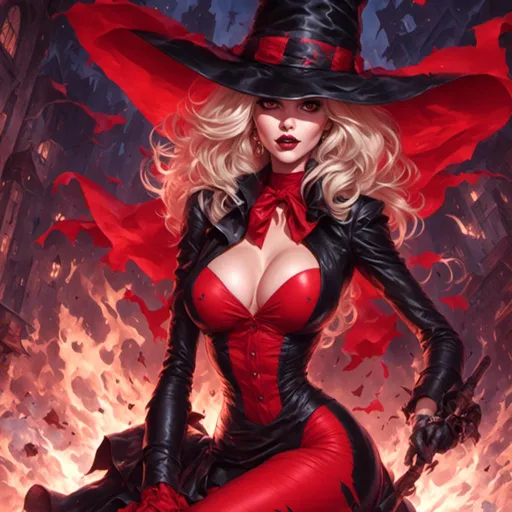Prompt: Red Bimbo witch   <mymodel>