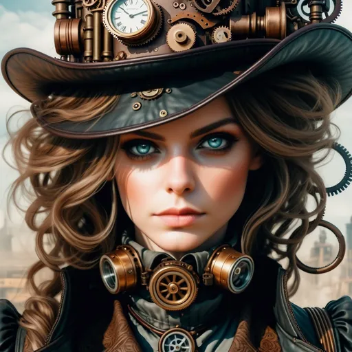Prompt: lisa-marie schiffner   as a  steampunk close up portrait 