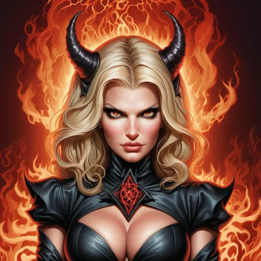 Prompt: Jessica Simpson evil  bimbo hypnotic devil