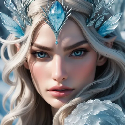 Prompt: Lilly Aldridge   as a  ice  nymph close up portrait 