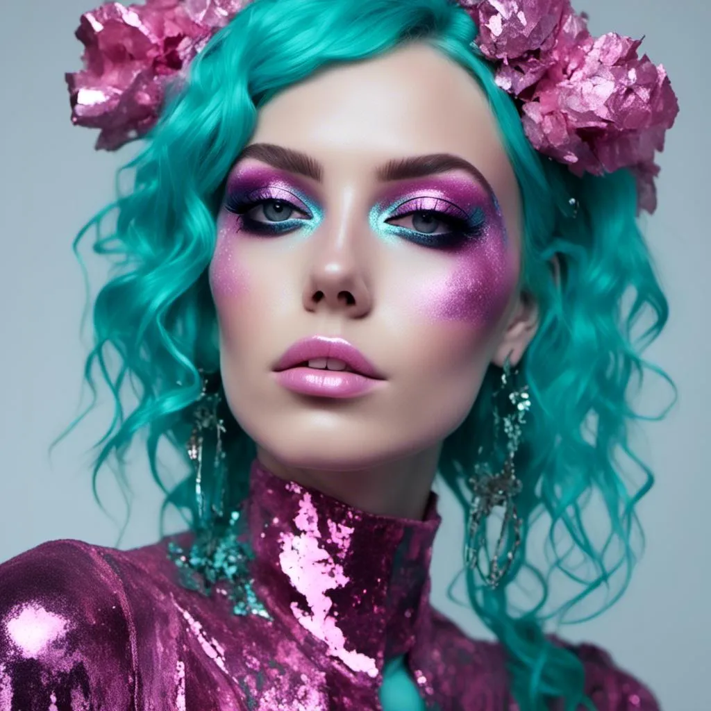 Prompt: <mymodel> metallic pink and teal