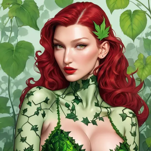 Prompt: Bella hadid as poison ivy 
