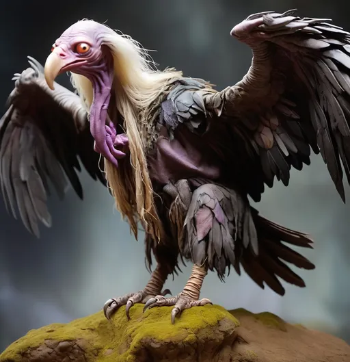 Prompt: Dark crystal vulture  creature 
