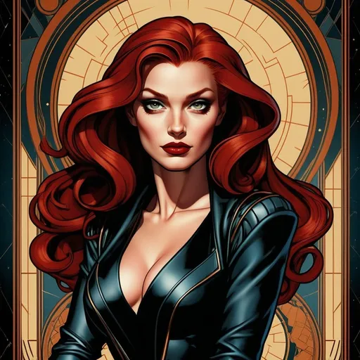 Prompt: madelyne pryor  in the style of deco art 