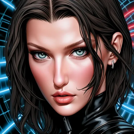 Hypnotic bimbo Bella hadid close up portrait