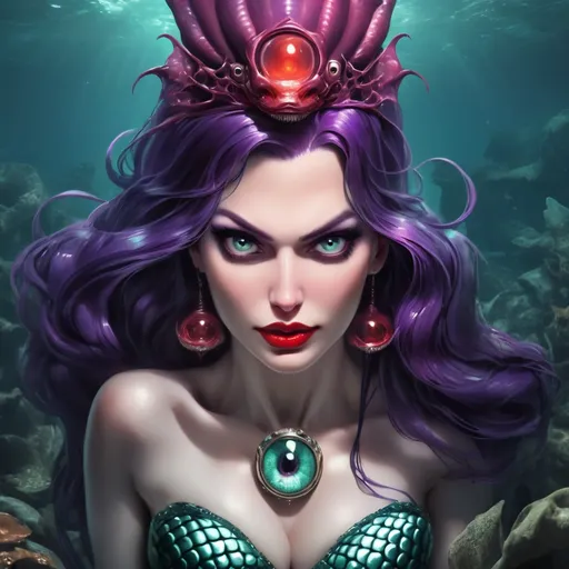 Prompt: Hypnotic evil mistress mermaid 