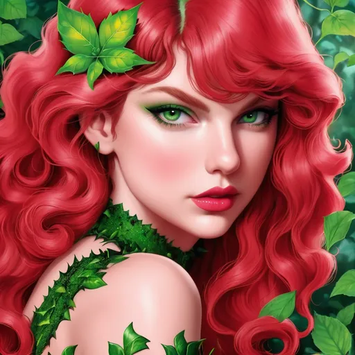 Taylor swift as poison ivy close up portrait