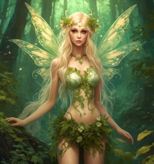 Prompt: <mymodel> blonde forest fairy 