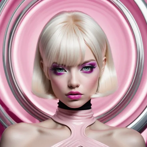 Prompt: Hypnotic bimbo  platinum blonde pink