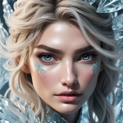 Prompt: Lilly Aldridge   as a  ice  nymph close up portrait 