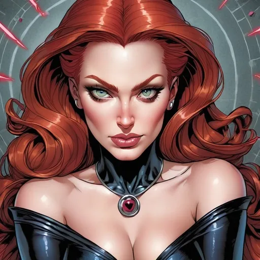 Prompt: madelyne pryor  as a Hypnotic queen