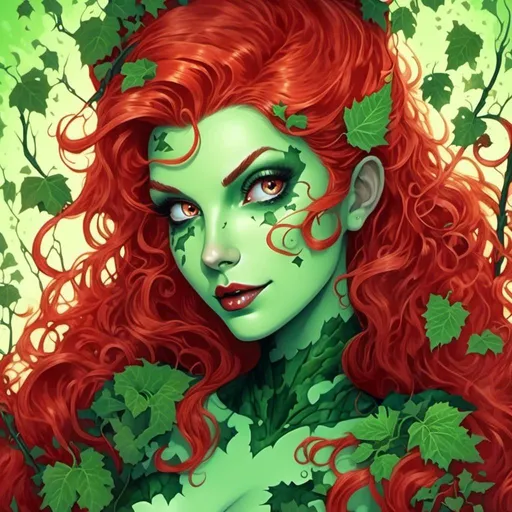 Prompt: <mymodel> Hypnotic   green skin     poison ivy  hypnotized glowing eyes   